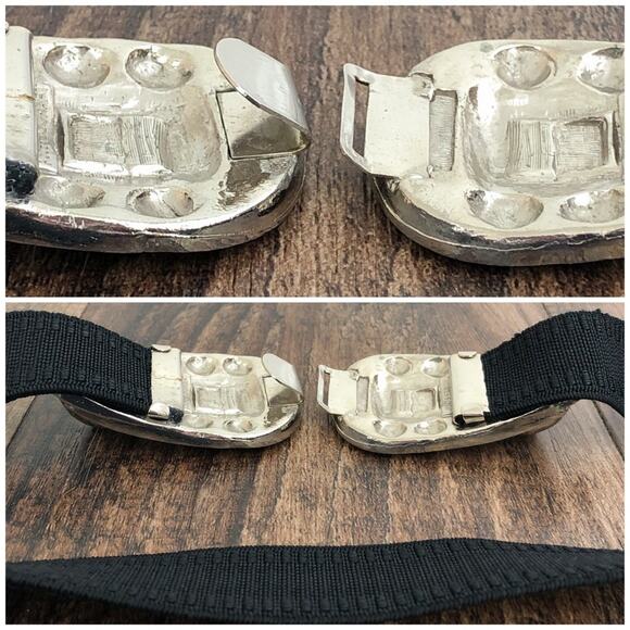 Vintage Accessocraft NYC Stretch Belt Antiqued Silver Tone Detail Formal Black - Picture 7 of 13